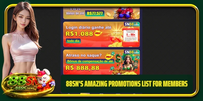 88SN's amazing promotions list for members